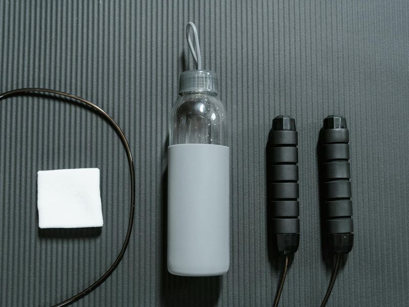 Minimalist gear for home activity on dark floor